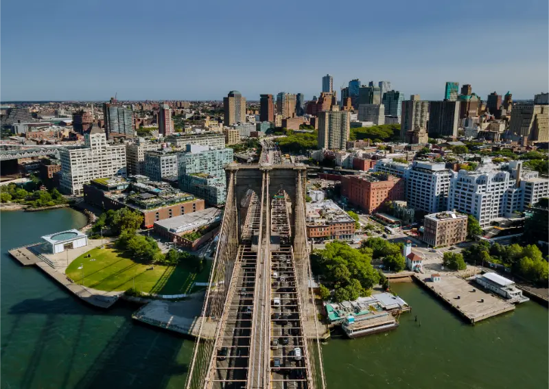 Brooklyn Bridge And Lower Manhattan Skyline Side View