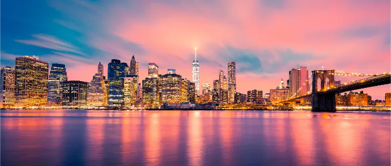 Brooklyn Bridge Park And Lower Manhattan At Dusk