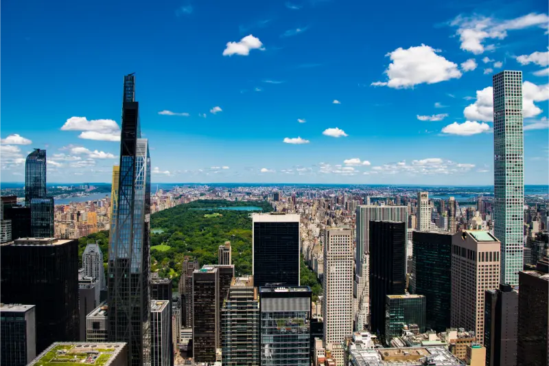 Central Park And Manhattan Skyline Aerial View