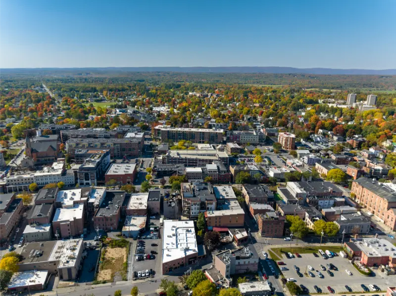 Early Afternoon Autumn Aerial Photo View Saratoga Springs New York