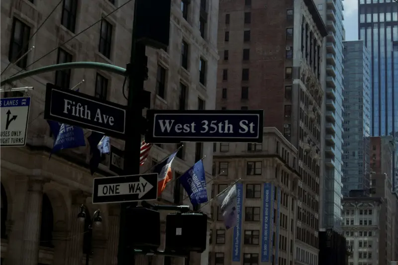 Fifth Avenue And West 35th Street Signs