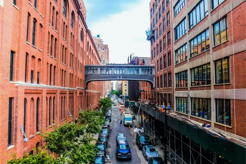 High Line Park And Chelsea Buildings