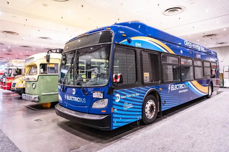 New York City USA March 27 2024 MTA New Flyer Xcelsior Xd60 Electric Bus New York International Auto Show Row Corner View