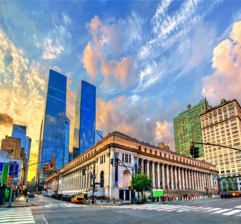 New York Penn Station Midtown Manhattan Sunset United States