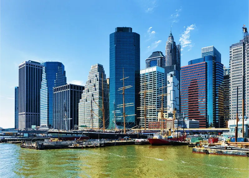 Ships Harbor South Street Seaport East River Lower Manhattan New York USA Background Pier 17