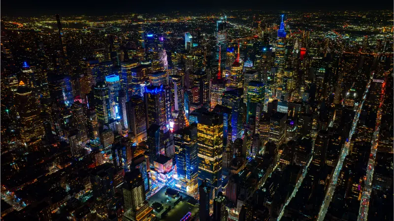 Times Square Aerial View At Night 2