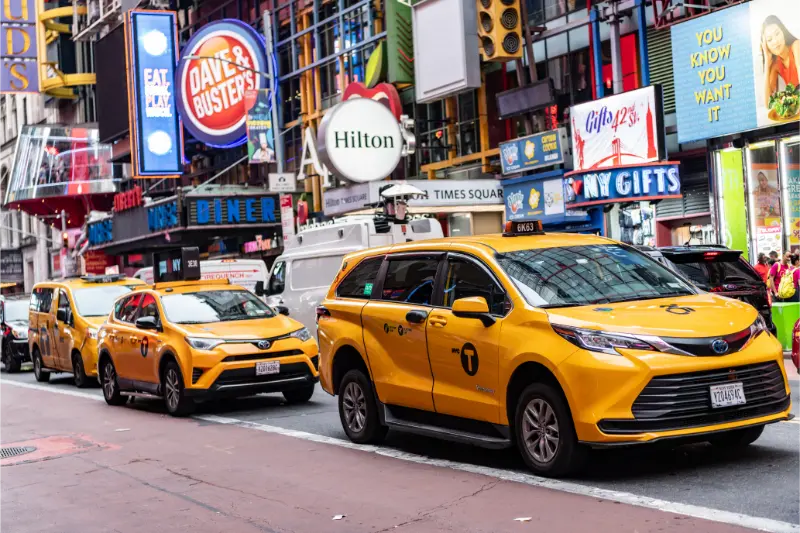 Times Square Traffic With Yellow Taxis