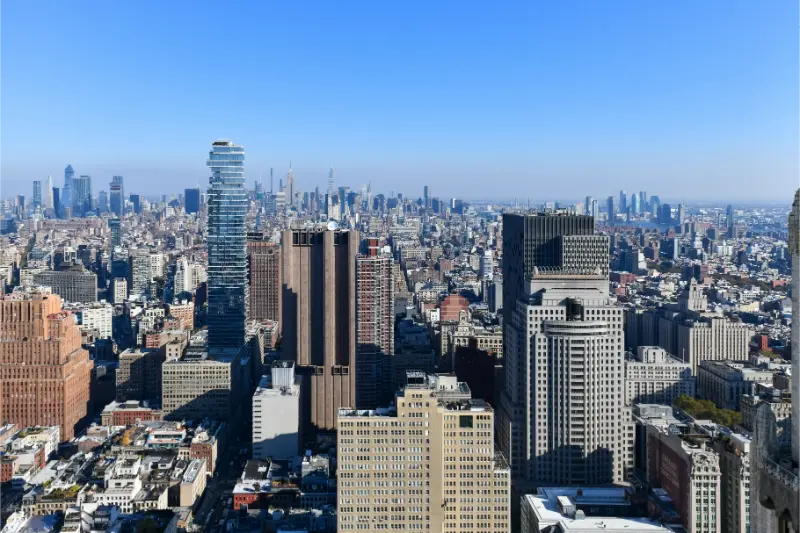 Tribeca Midtown Skyline View From Downtown Manhattan New York City