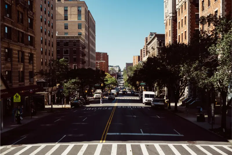 Vertical Shot Street Brooklyn Bridge New York USA
